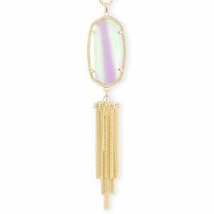 KENDRA SCOTT Rayne Gold Iridescent Dichroic Glass Tassel Pendant Necklace